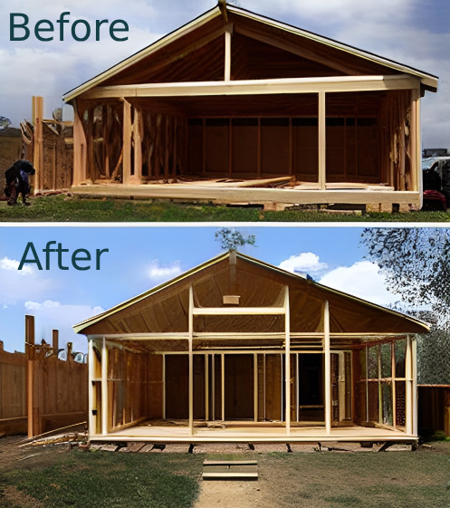 House framing before and after